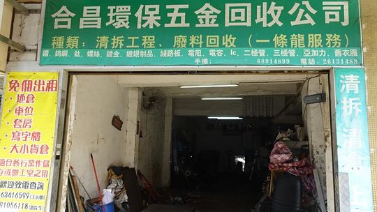 合昌環保五金回收公司 - 葵涌圳邊街葵興工業大廈10-18號地下A01室